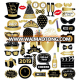 2019 Party Decorations 46pcs New Year's Funny Gold and Black Photo Booth Props Kit New Year's Eve Party Supplies