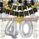 Happy Birthday Decoration Set. Gold Balloon Party Supplies Large 40th Foil Balloons Gold Stars Latex Balloons swirl